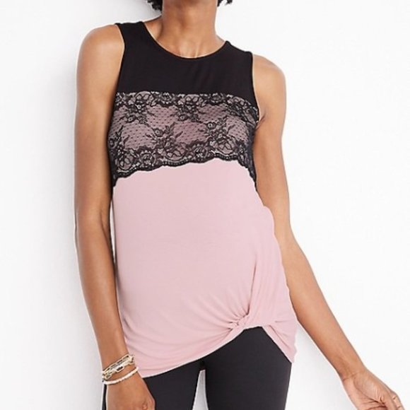 NWT Lace Trim Knot Hem Maternity Tank - Size L - Picture 3 of 7